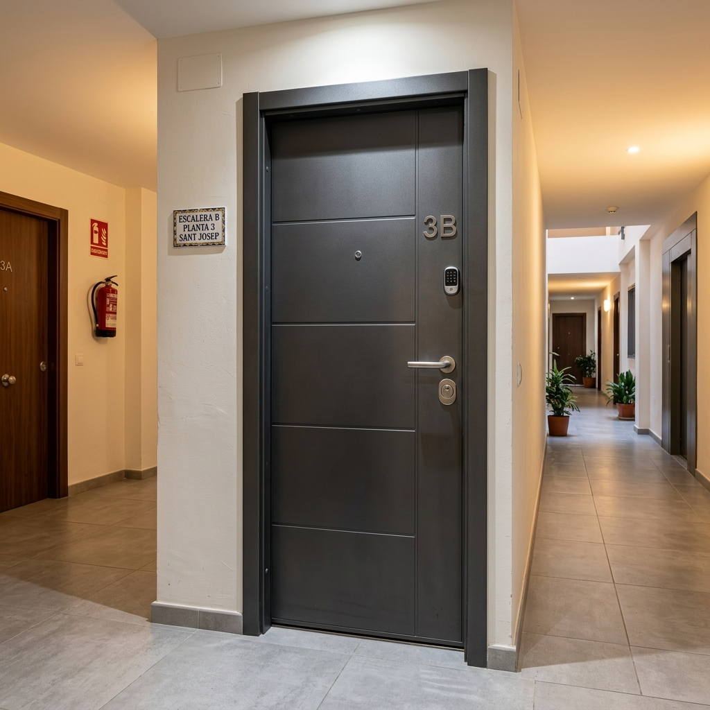Puerta moderna en un pasillo